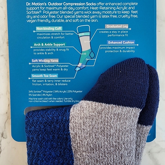 Dr. Motion Crew Socks 2 Pairs Compression Socks Size Socks 10-13 Shoe 7-12 - Picture 4 of 4